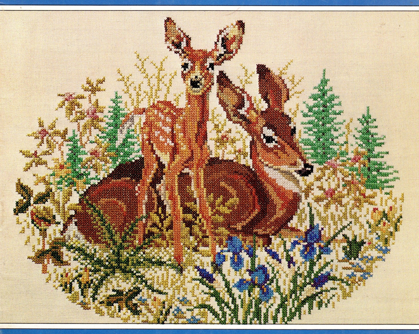 Vintage Cross Stitch Pattern Woodland Deer Family Stag Buck Doe Fawn PDF Instant Digital Download Embroidery Needlepoint Forest Animals 1942