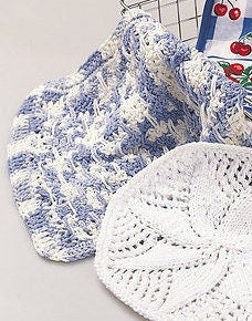 Vintage Dishcloth Patterns to Knit and Crochet 5 Designs PDF Instant Digital Download Granny Square Feather Fan Doily Style Dish Washcloths