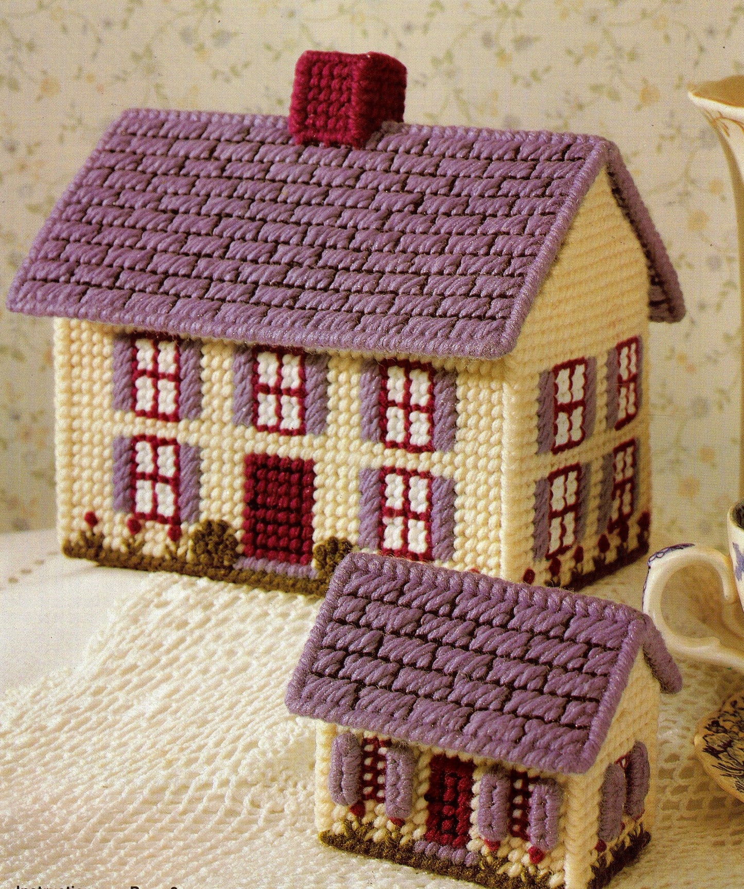 Vintage Plastic Canvas English Cottages Houses Patterns PDF Instant Digital Download 9 Designs Recipe Holders Potpourri Containers 7 Mesh