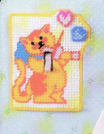 Vintage Plastic Canvas Tissue Box Cover Pattern Hey Diddle Diddle Nursery Rhyme Switch Plate Cover Baby's Room PDF Instant Digital Download