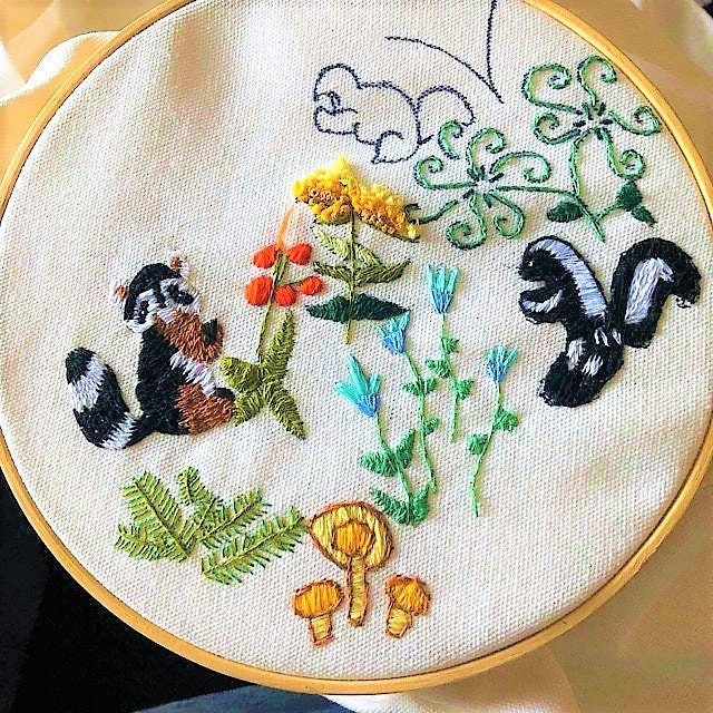 Vintage Crewel Embroidery Pattern Woodland Animals Berries Flower Blossoms Forest Friends Stitchery PDF Instant Digital Download