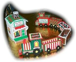 Vintage Santa Express Holiday Train Patterns In Plastic Canvas Christmas Train Tissue Holder PDF Instant Digital Download 7 Mesh