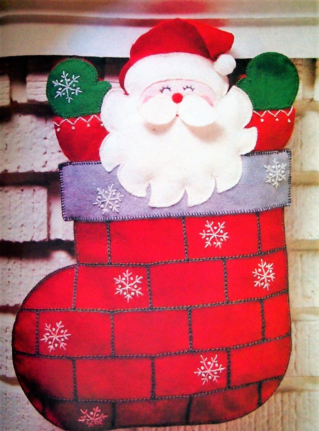 Vintage Christmas Sewing Pattern 17" Felt Santa Stocking PDF Instant Digital Download Goin' Down The Chimney Design