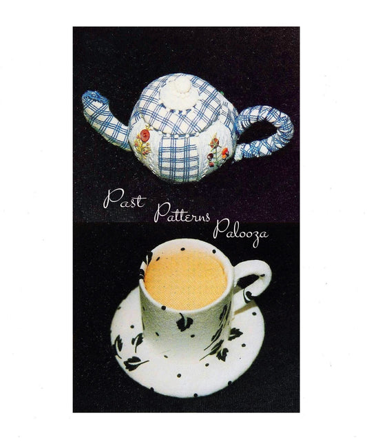 Vintage Sewing Pattern Mini Teapot Saucer Cup Pincushion Set PDF Instant Digital Download Novelty Fabric Pin Cushions Tea Lovers Gift