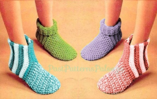 Vintage Crochet Patterns Easy Quick Simple Family Slipper Socks PDF Instant Digital Download Retro Womens Mens Childrens House Socks