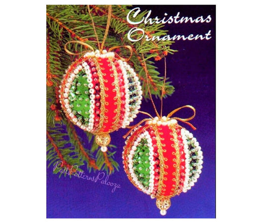 Vintage Christmas Beading Pattern 2.5" Hanging Holiday Ball Ornaments PDF Instant Digital Download Sequins Beads Beaded Tree Trim Craft