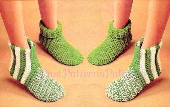 Vintage Crochet Patterns Easy Quick Simple Family Slipper Socks PDF Instant Digital Download Retro Womens Mens Childrens House Socks