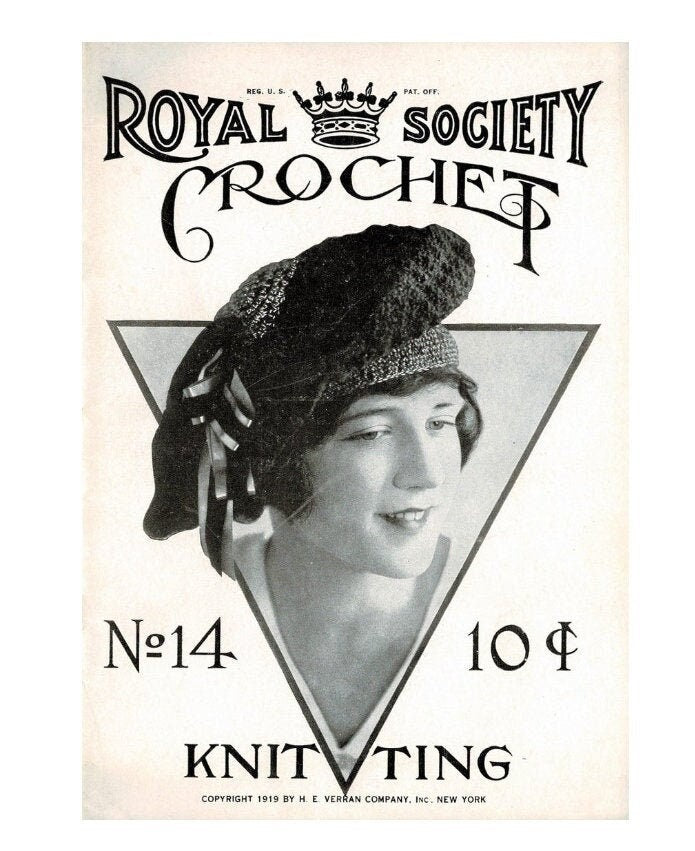 Vintage 1919 Antique Royal Society Crochet Knitting Patterns eBook Victorian Family Fashion Household Projects PDF Instant Digital Download