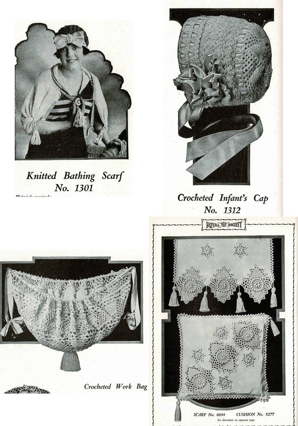 Vintage 1919 Antique Royal Society Crochet Knitting Patterns eBook Victorian Family Fashion Household Projects PDF Instant Digital Download