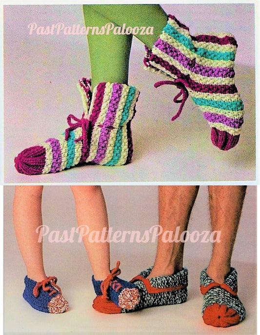 Vintage Knitting Patterns Family Slippers Seed Stitch PDF Instant Digital Download Quick Easy Womens Mens Childrens 10 Ply