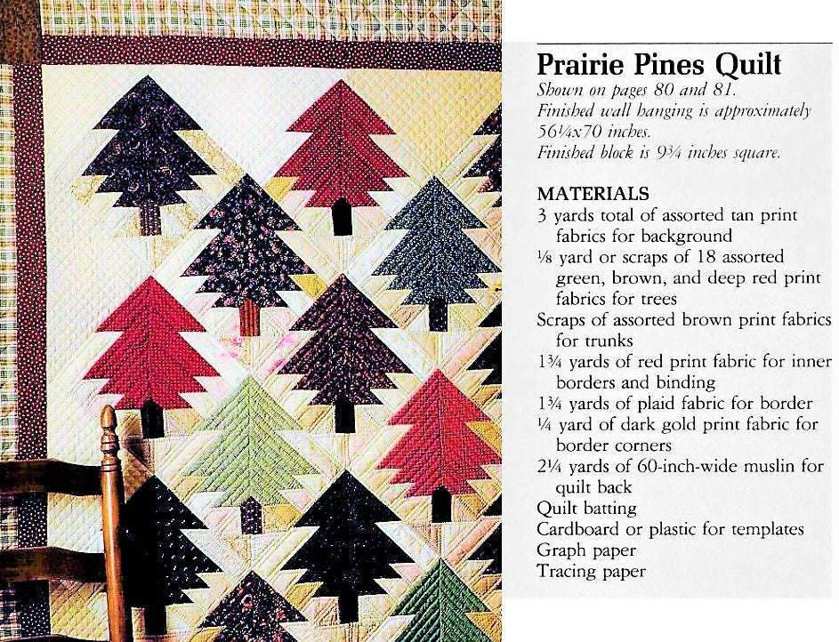 Vintage Sewing Pattern Patchwork Prairie Pine Trees Quilt Wall Hanging PDF Instant Digital Download Rustic Primitive Christmas