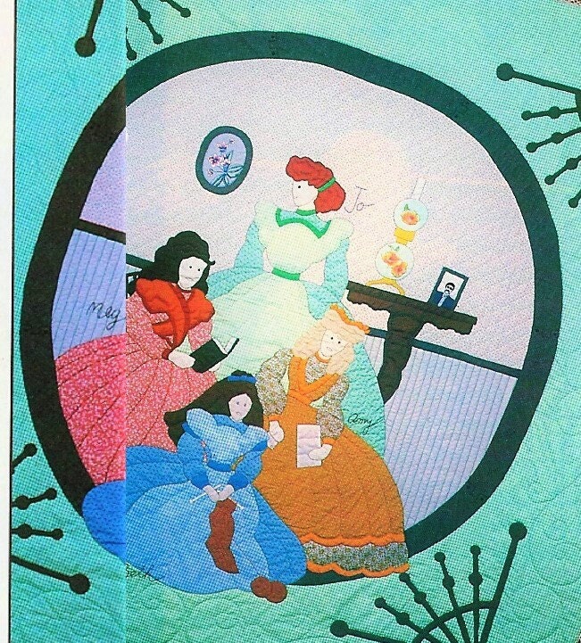 Vintage Sewing Pattern Little Women Bed Pillows & Quilt or Wall Hanging PDF Instant Digital Download Applique Bed Set