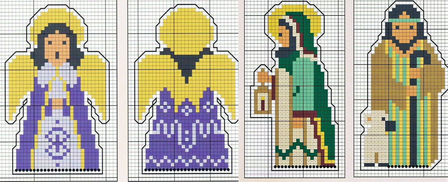 Vintage Christmas Beading Pattern Nativity Scene Ornaments & Wood Creche Display PDF Instant Digital Download Perforated Paper Holiday Craft