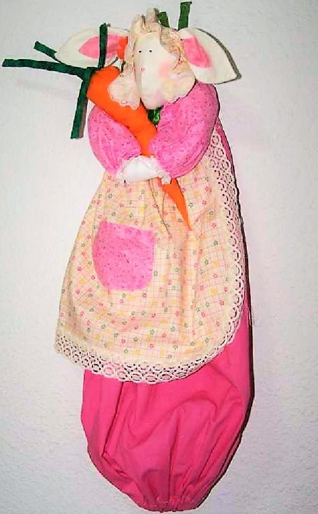 Vintage Sewing Pattern Mrs Bunny Kitty Cat Kitchen Bag Holders Catchers PDF Instant Digital Download Plush Fabric Plastic Bag Organizers