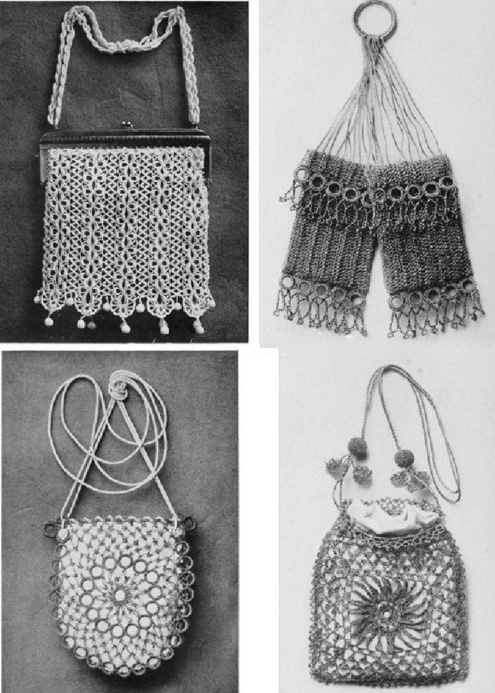 Vintage Patterns 1912 Glossilla Book of Crochet Novelties PDF Instant Digital Download Book Edwardian Titanic Era Handbags Belt Baby Bonnet