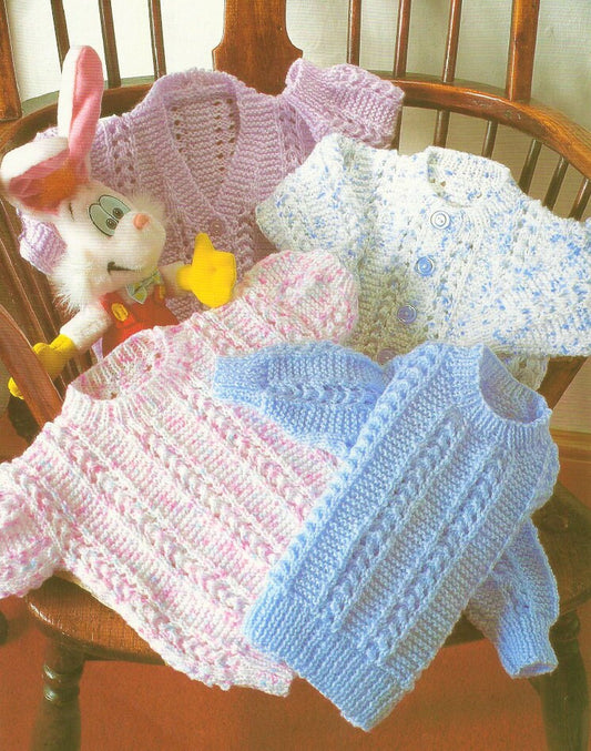 Vintage Knitting Pattern Baby Toddlers Children Garter Stitch Lace Cable Cardigan Sweaters Jumpers PDF Instant Digital Download 0-9 yrs DK