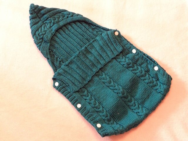 Vintage Knitting Pattern Baby Bunting Cable Knit Sleeping Bag with Hood PDF Instant Digital Download Aran 10 Ply
