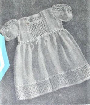 Vintage Knitting Pattern Knit Baby To Toddler Girl Eyelet Stitch Ribbon Dress Instant PDF Digital Download 6-24 Months 4 Ply