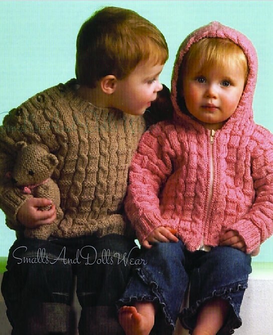 Vintage Knitting Pattern Preemie Newborn Baby Bunting Cable Knit Sleeping Bag with Hood PDF Instant Digital Download DK 8 Ply + Sweaters