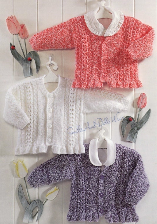Vintage Knitting Pattern Knit Baby to Big Girl Cable Paneled Peplum Cardigan Sweaters Jumpers PDF Instant Digital Download 0-6 yrs DK 8 Ply