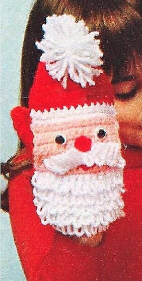 Vintage Crochet Pattern Boys Girls Santa Claus Mittens PDF Instant Digital Download Kids Hand Puppet Christmas Mitts 2 Sizes 10 Ply