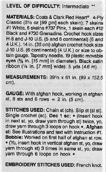 Vintage Crochet Little Piggies Afghan Pattern Pig Baby Blanket PDF Instant Digital Download Crib Cot Cover Tunisian Stitch 4 Ply