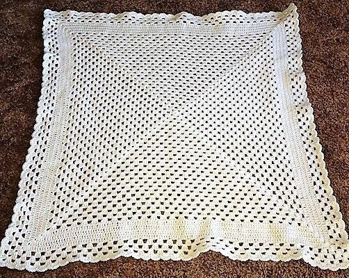 Vintage Crochet Pattern Large Center Square Baby Afghan Blanket PDF Instant Digital Download Granny Square Flower Border Crib Cover 10 Ply