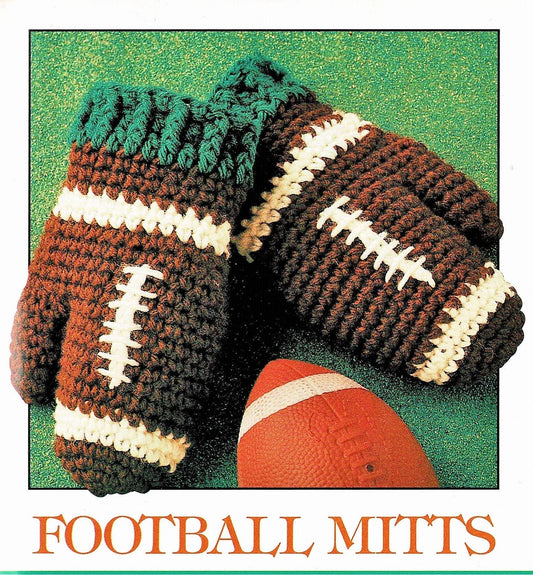 Vintage Crochet Pattern Kids Boys Girls Football Mitts Mittens PDF Instant Digital Download  2- 5 Years 4 Ply