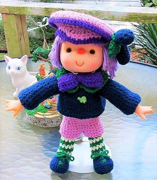 Vintage Crochet Pattern 14" Lollipop Lane Plum Preserves Yarn Head Doll PDF Instant Digital Download Retro 1980s Dumplin Designs 4 Ply Mitzy
