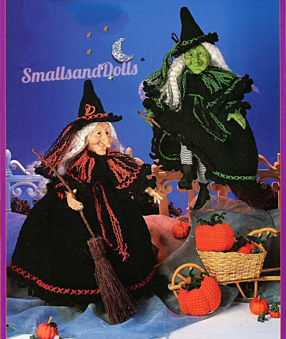Vintage Crochet Pattern 16" Halloween Witch Doll and Pumpkin PDF Instant Digital Download Tildas Pumpkin Patch 10 Ply