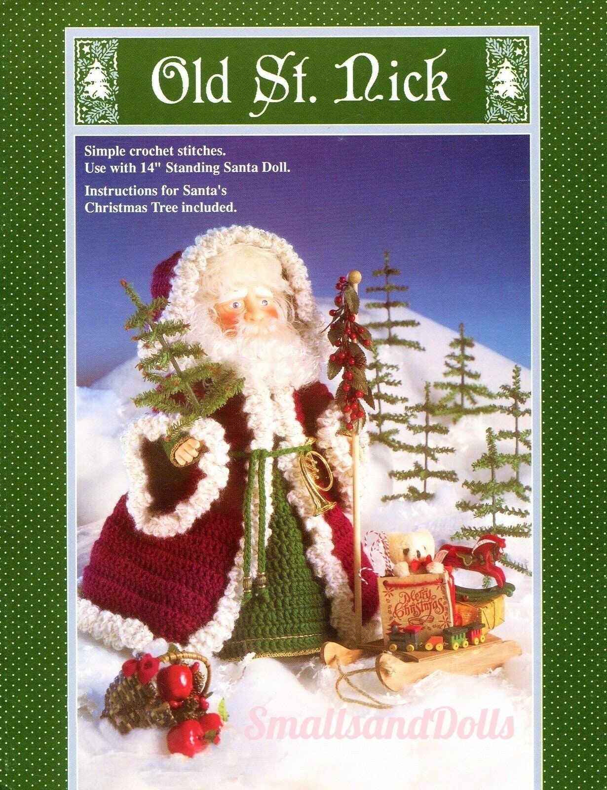 Vintage Crochet Pattern 14" Old St Nick Santa Claus Doll Old World Christmas Robe Staff PDF Instant Digital Download 10 Ply