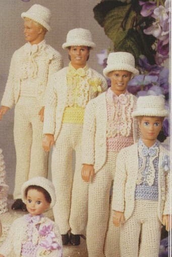 Vintage Thread Crochet Pattern Outfits For A Fashion Doll Wedding Bridal Party PDF Instant Digital Download Bride Groom 10 Designs Total