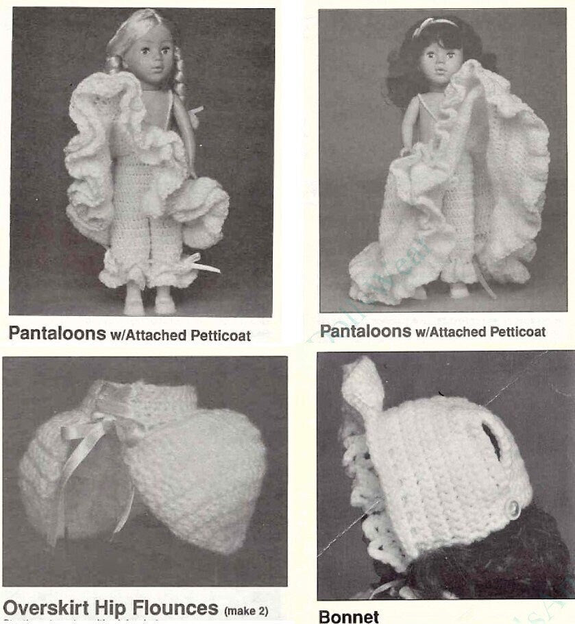 Vintage Crochet Pattern 13" Dolls Little Bo Peep Miss Muffet Nursery Rhyme Dress Outfits PDF Instant Digital Download 10 Ply