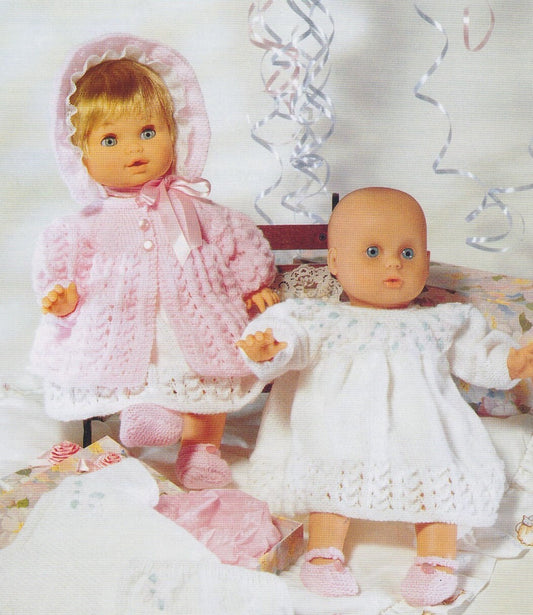 PDF Vintage Knitting Pattern Baby Doll Complete Layette Clothes for 12-14 15-18 19-22 Inch Dolls Instant Digital Download 4 Ply