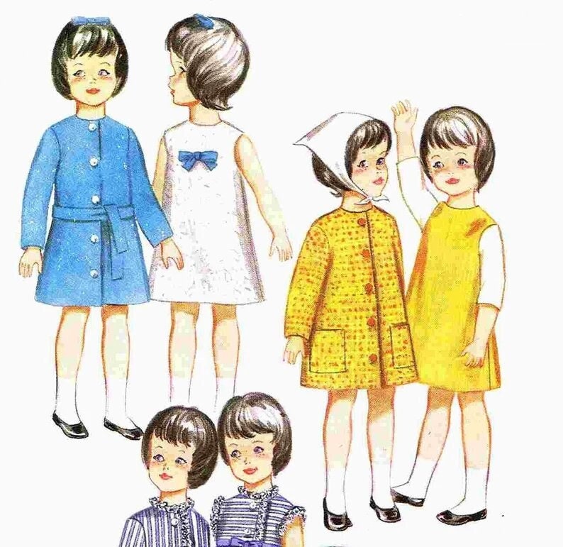 Vintage Sewing Patterns 1960s 9.5" Toy Doll Wardrobe Clothing To Fit Pepper Skipper PDF Instant Digital Download Coats Dresses Pajama Sets