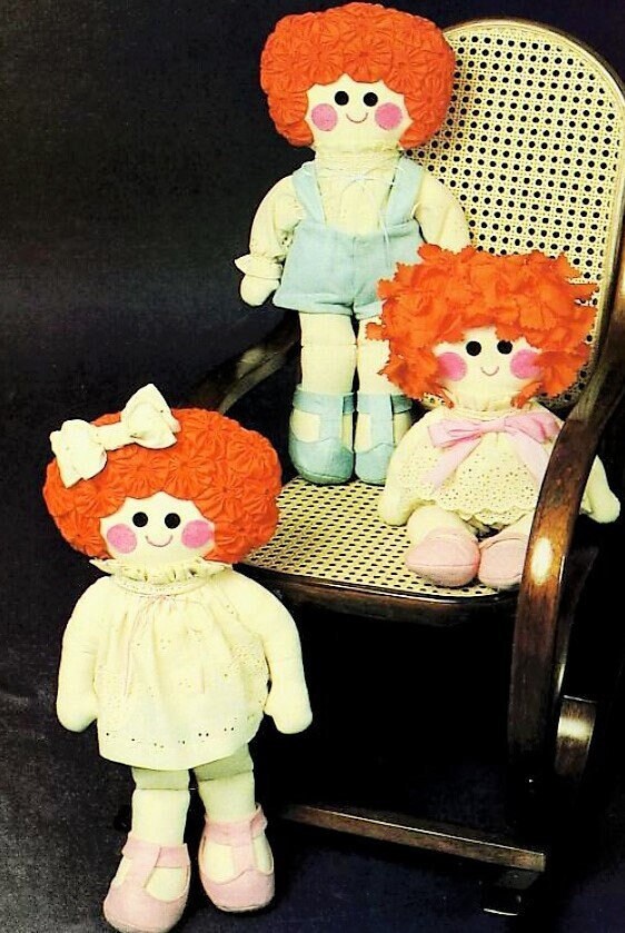 Vintage Sewing Pattern 18" 20" Rag Doll Family Soft Sculpture Fabric Dolls Brother Sister Baby PDF Instant Digital Download Soft Toys