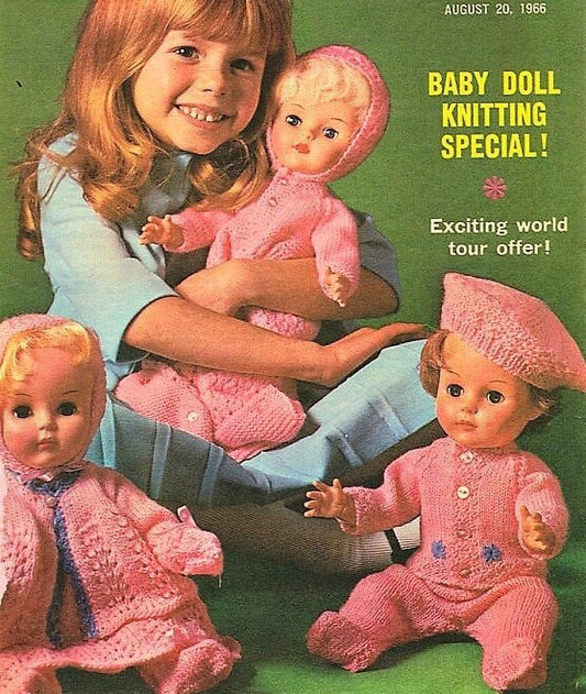 Vintage Knitting Patterns 18 - 22 Inch Doll Clothes Complete Layette Pram Set Sleeping Bag Outfits PDF Instant Digital Download  8 Ply