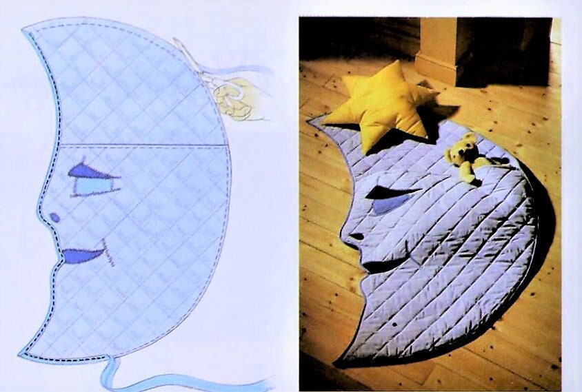 Vintage Sewing Pattern Cute Celestial Moon Kids Toddler Sleeping Bag PDF Instant Digital Download Quilted Fabric Child Size Dream Bag