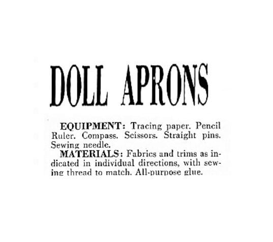 Vintage Sewing Pattern Fashion Doll Fabric Aprons PDF Instant Digital Download Sewn Barbie Accessories 3 Designs
