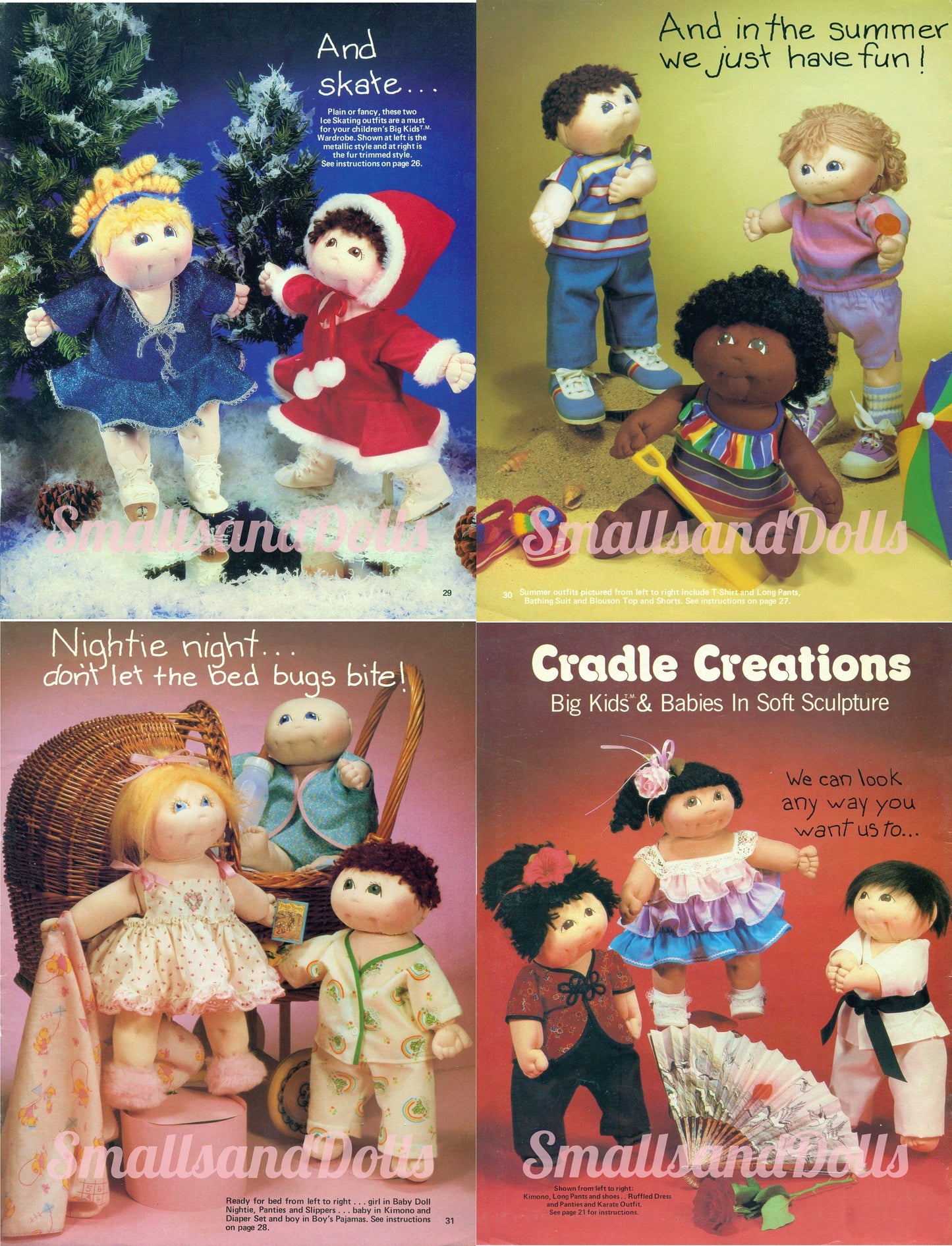 Vintage Sewing Patterns 15" Big Kids & Babies Soft Sculpture Toy Dolls With Outfits PDF Instant Digital Download Retro Cute Fabric Dollys