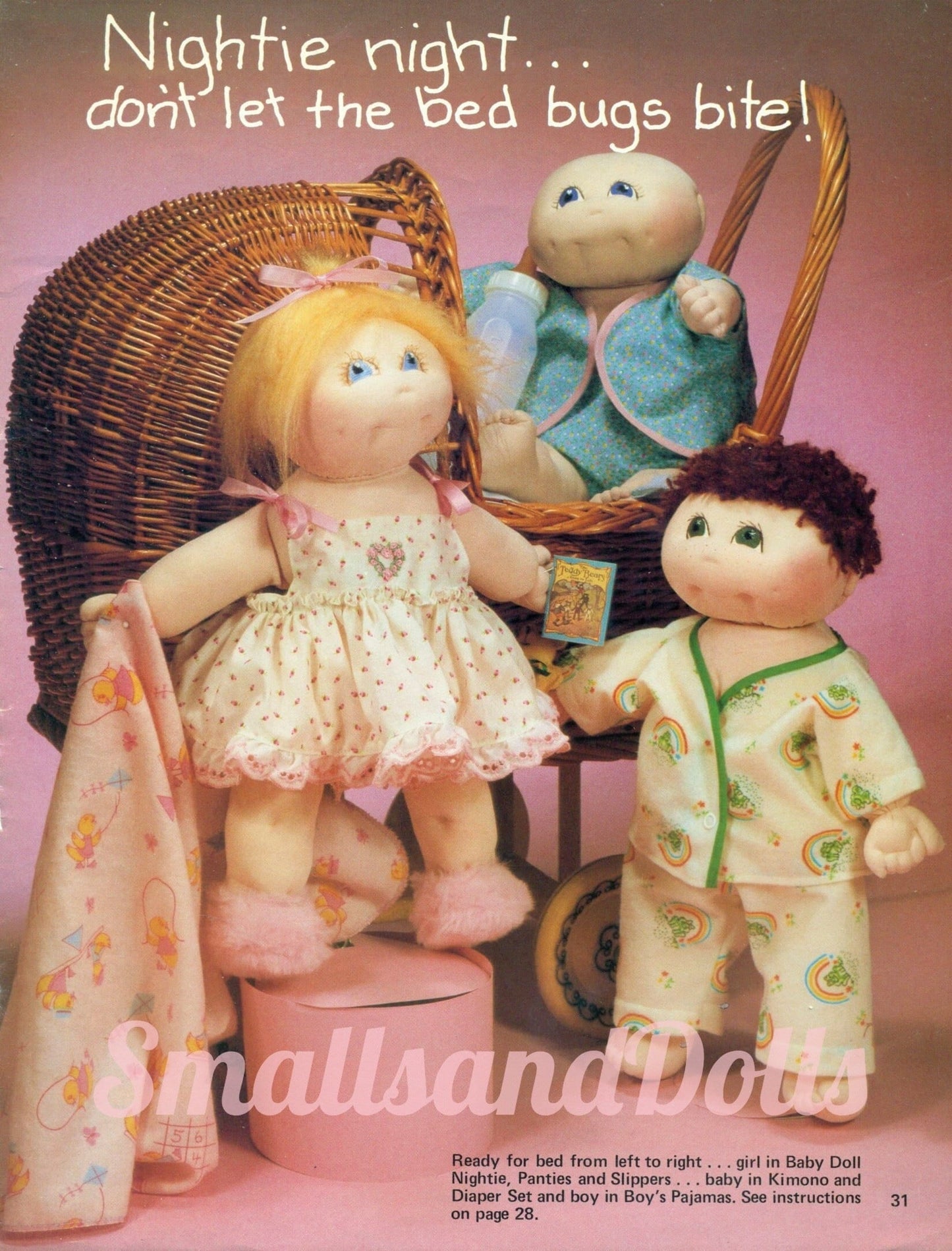 Vintage Sewing Patterns 15" Big Kids & Babies Soft Sculpture Toy Dolls With Outfits PDF Instant Digital Download Retro Cute Fabric Dollys