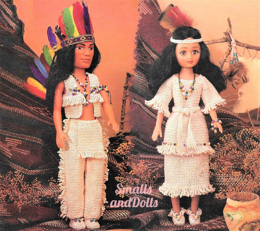 Vintage Thread Crochet Patterns Indian Chief and Princess Doll III Dress Clothing Outfits for 15" Fashion Dolls PDF Instant Digital Download