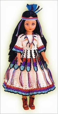 Vintage Thread Crochet Patterns Indian Chief and Princess Doll II Dress Clothing Outfits for 15" Fashion Dolls PDF Instant Digital Download