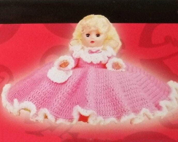 Vintage Crochet Pattern 12" Pretty Tooth Fairy Pillow Doll Angel Bed Doll Ruffled Dress PDF Instant Digital Download 10 Ply