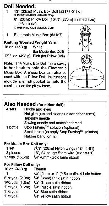 Vintage Crochet Pattern Angel and Ribbon Dress Bed Doll Music Box or Pillow Doll Outfits for 13 Inch Dolls PDF Instant Digital Download