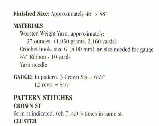 Vintage Crochet Pattern Victorian Lace Afghan Throw PDF Instant Digital Download Heirloom Christening Lapghan Ecru White 46x58