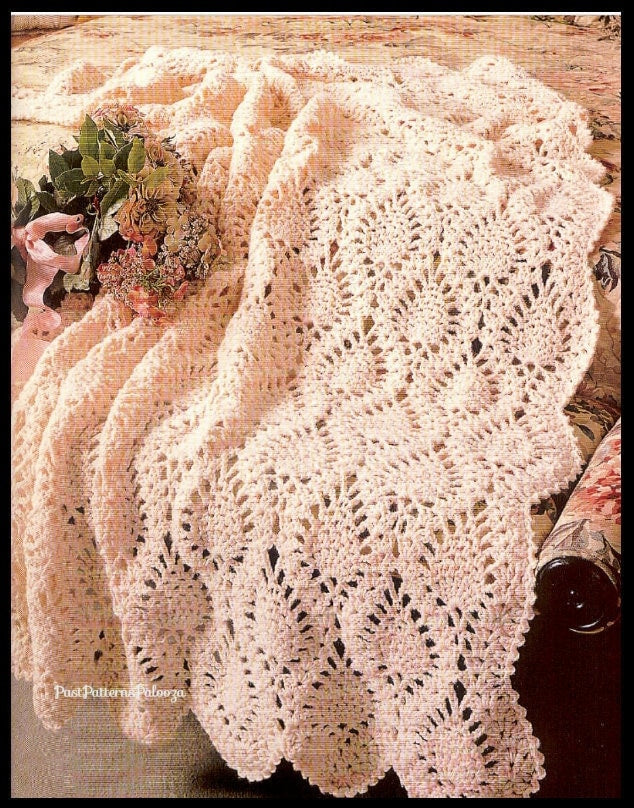 Vintage Crochet Afghan Pattern Snuggly Pineapple Throw PDF Instant Digital Download Pineapples Motif Blanket Design 50x67 10 Ply