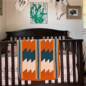 Vintage Crochet Afghan Pattern Southwestern Desert Sunset Blanket & Pillow Set PDF Instant Digital Download Navajo Indian Design 10 Ply