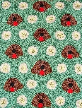 Vintage Crochet Afghan Pattern Puppy Dogs and Daisy Flower Motif Granny Squares PDF Instant Digital Download Kids Blanket 10 Ply