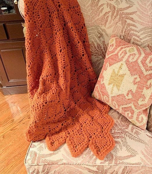Vintage Crochet Afghan Pattern Snuggly Pineapple Throw PDF Instant Digital Download Pineapples Motif Blanket Design 50x67 10 Ply